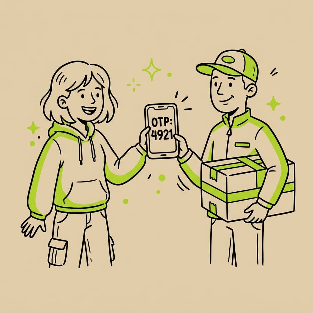 Receiver collects parcel with OTP